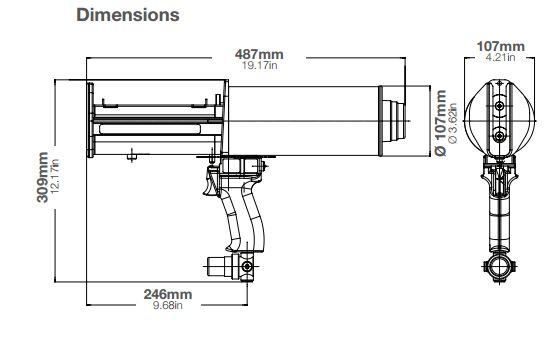 sulzer mixpac 2 part pneumatic dispenser DP 400 100 01 dimensions