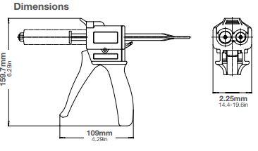 sulzer mixpac two part manual dispenser DMA 51 00 10 dimensions