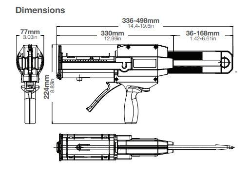 sulzer mixpac two part manual dispenser DM 200 04 dimensions
