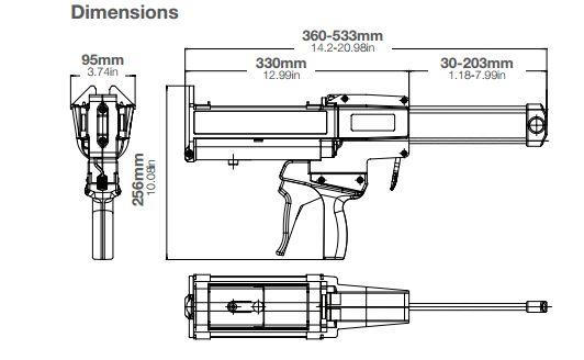 sulzer mixpac two part manual dispenser DM 400 01 dimensions