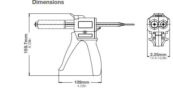 sulzer mixpac two part manual dispenser DS 53 01 00 dimensions